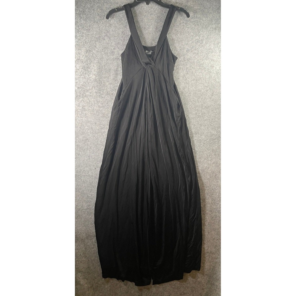 Armani Exchange Black V-Neck Knot Front Maxi‎ Dress with Pockets XS